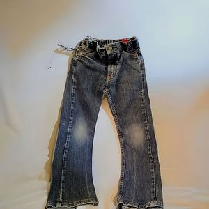 boys wrangler adjustable waist jean size 7 stretch jean, button closure.